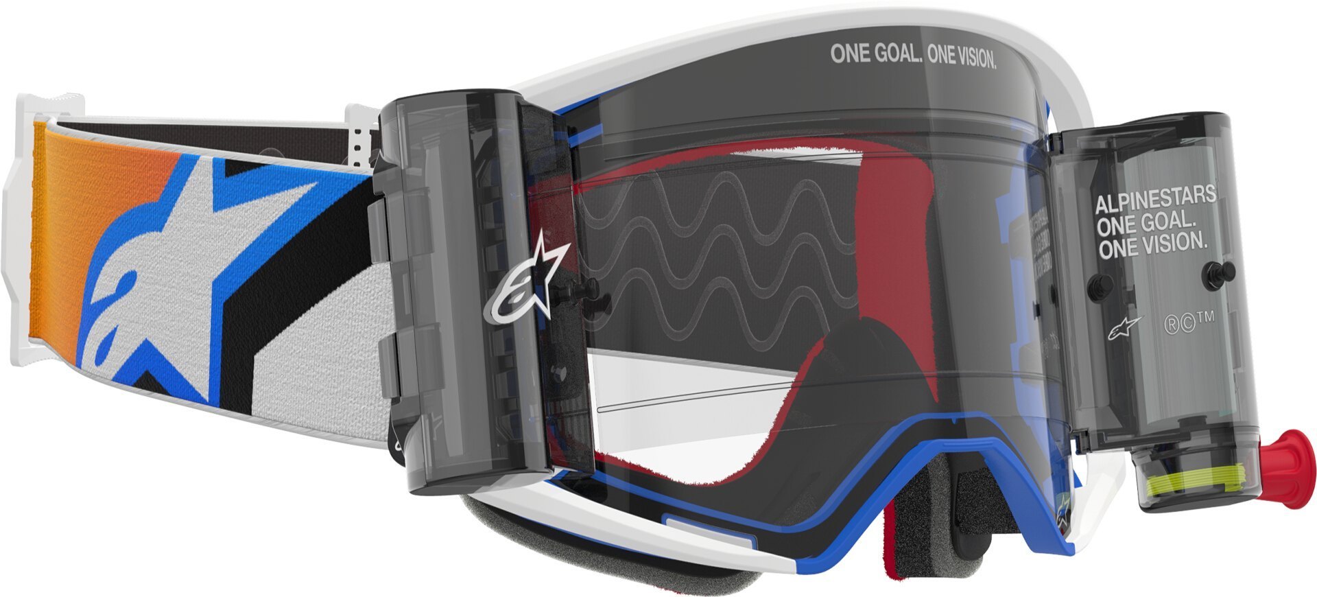 Photos - Motorcycle Goggles / Face Mask Alpinestars Supertech Corp Roll-Off Motocross Goggles, blue-orange for Men 
