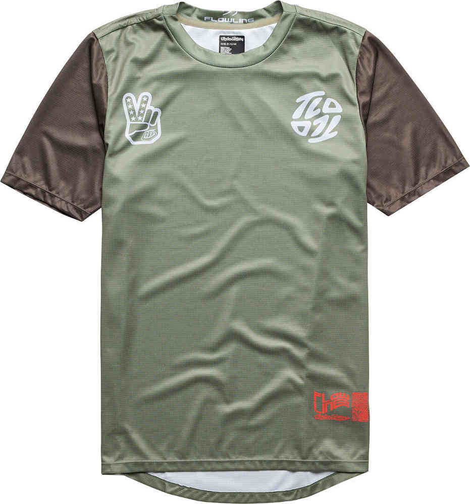 Troy Lee Designs Flowline Flipped Olive Велоджерси с коротким рукавом