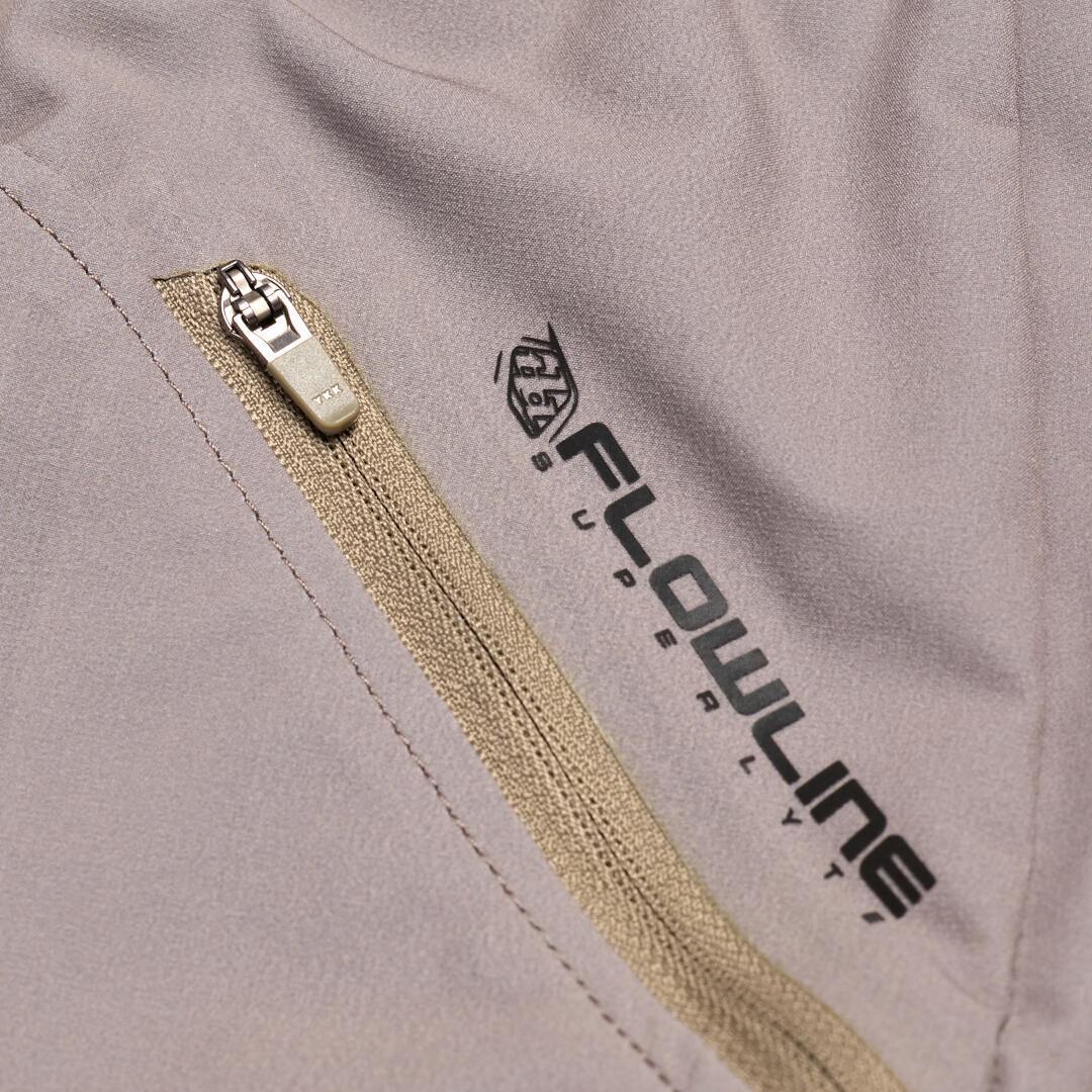 Side view of Troy Lee Designs Flowline Superlyte Mono Bicycle Shorts, beige, Size 34 for Men