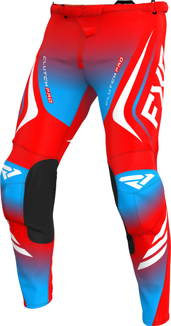 FXR Clutch Pro 2025 Pantalons de motocross, blanc-rouge-bleu, taille 38 pour Hommes