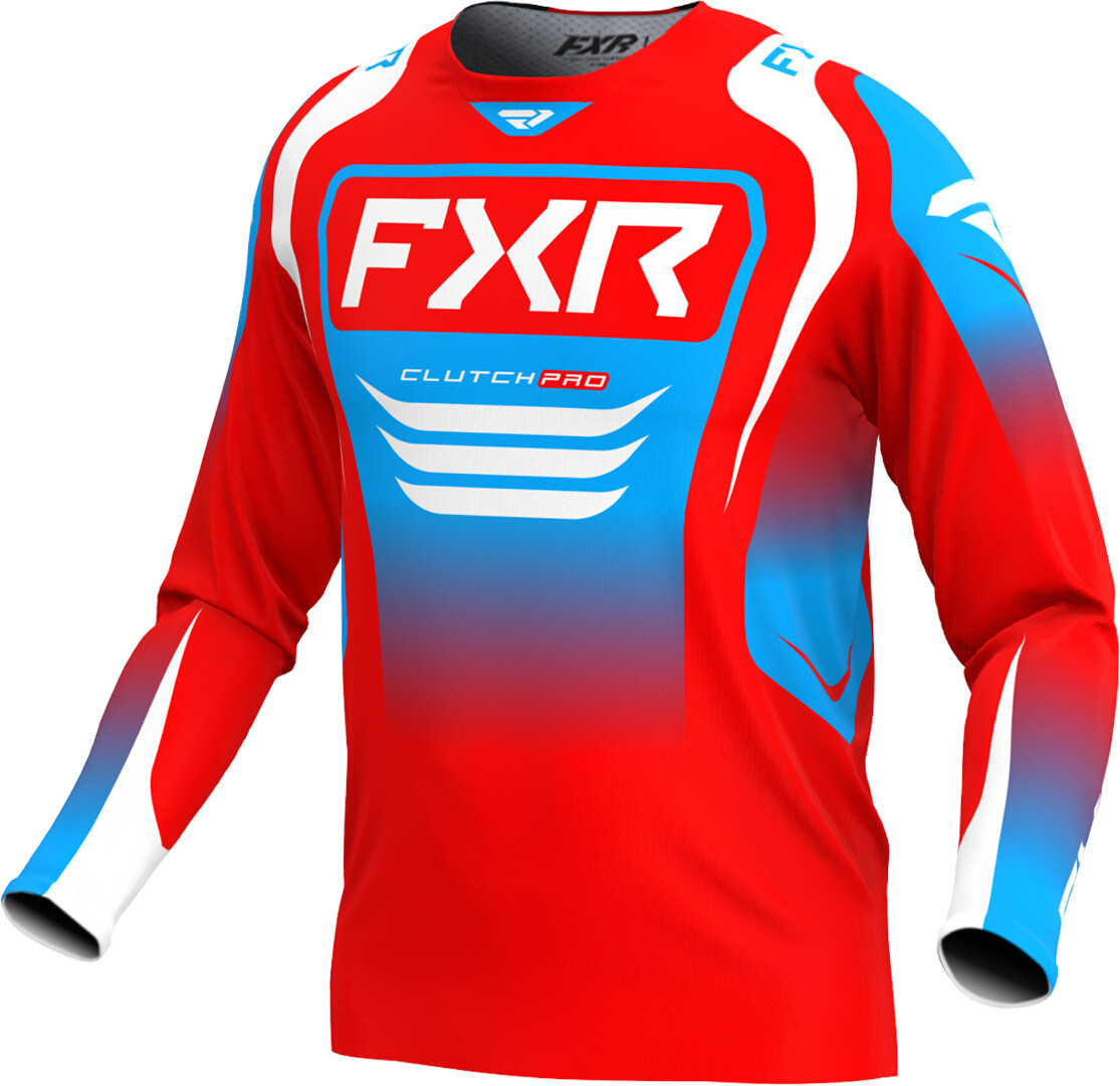 FXR Clutch Pro 2025 Maillot de motocross, blanc-rouge-bleu, taille 2XL pour Hommes