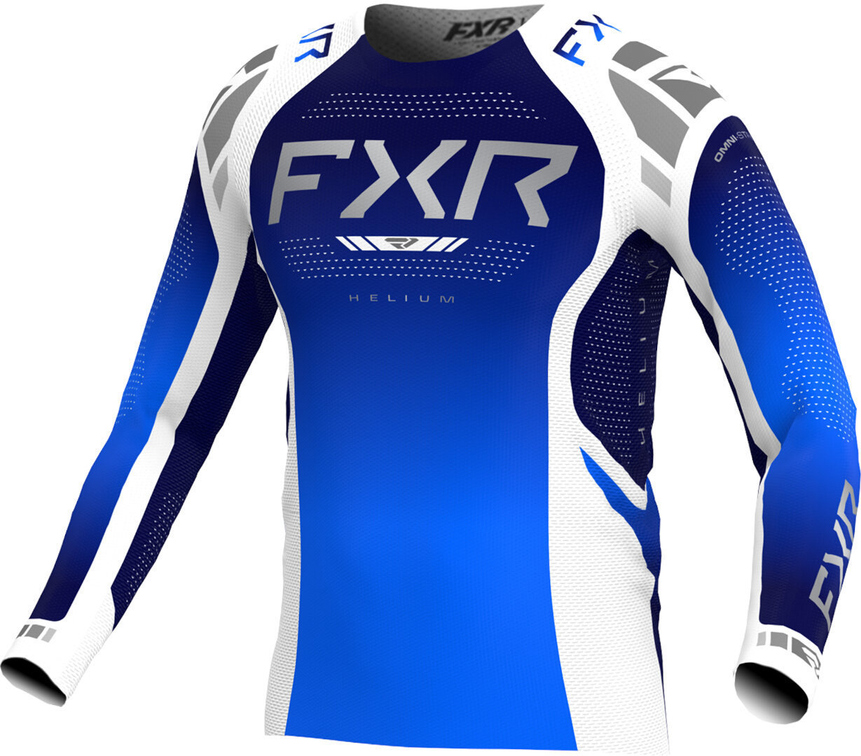 FXR Helium 2025 Maillot de motocross pour jeunes, blanc-bleu, taille XL