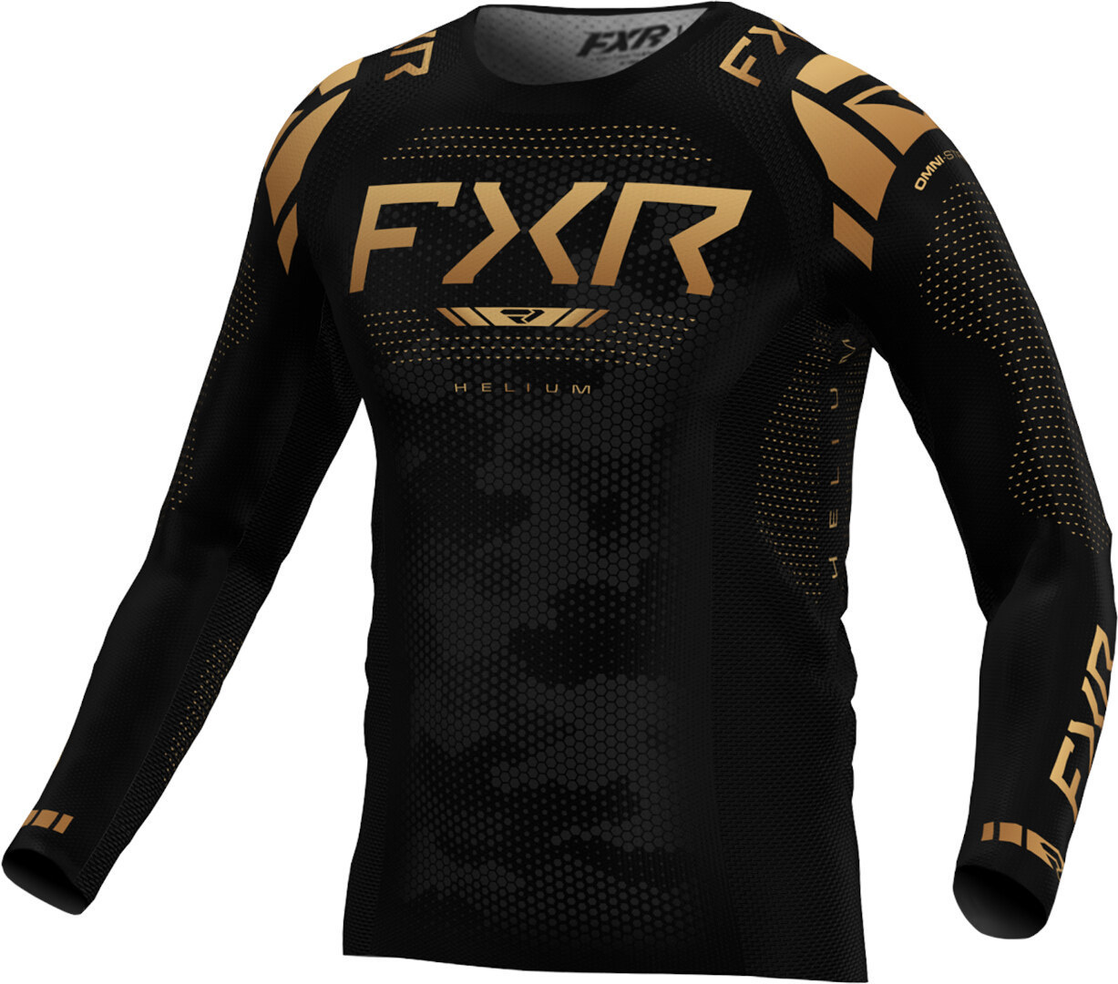 FXR Helium 2025 Maillot de motocross pour jeunes, noir-or, taille XL