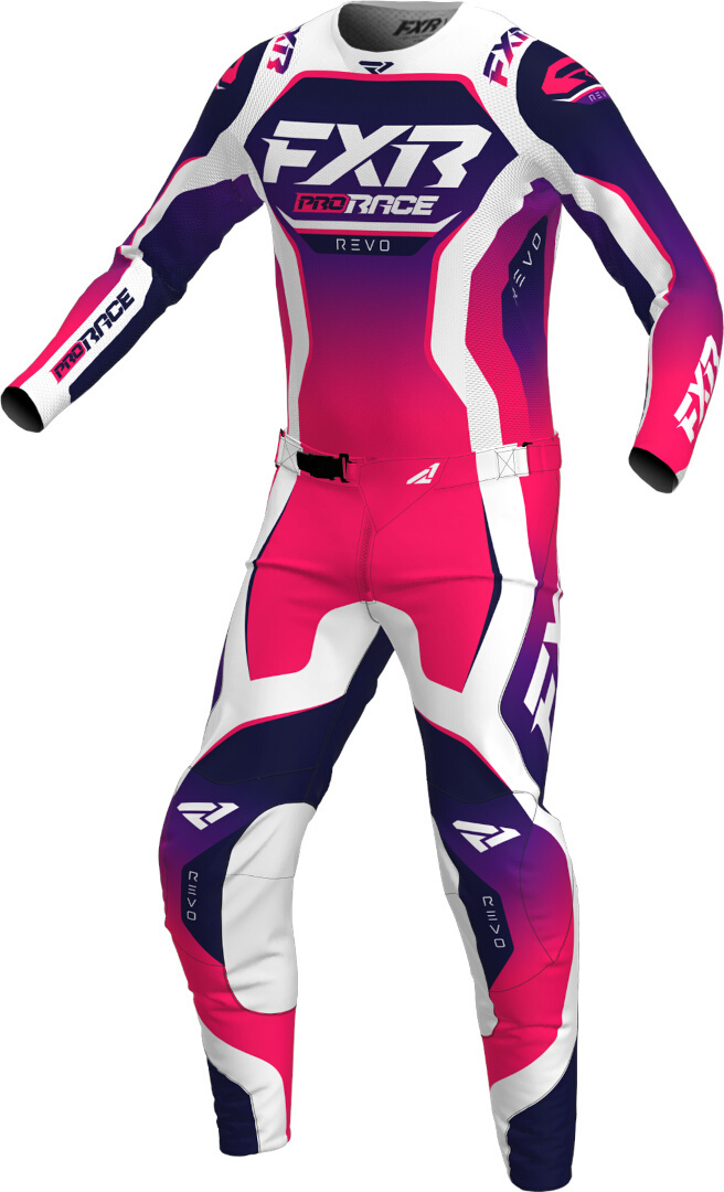 Side view of FXR Revo 2025 Youth Motocross Pants, pink-purple, Size 28