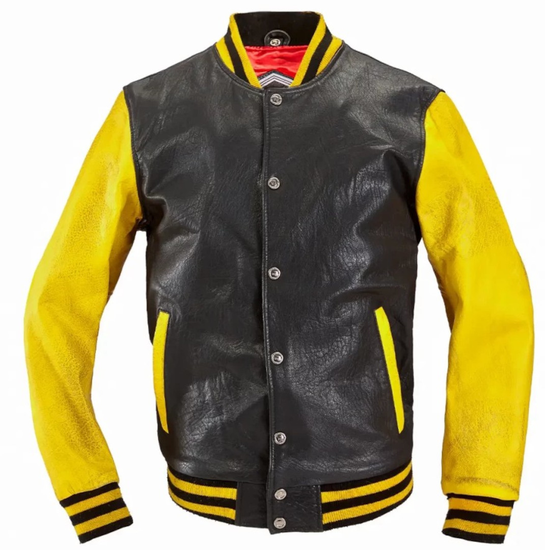 HolyFreedom Varsity College Кожаная куртка Черный/Желтый L 