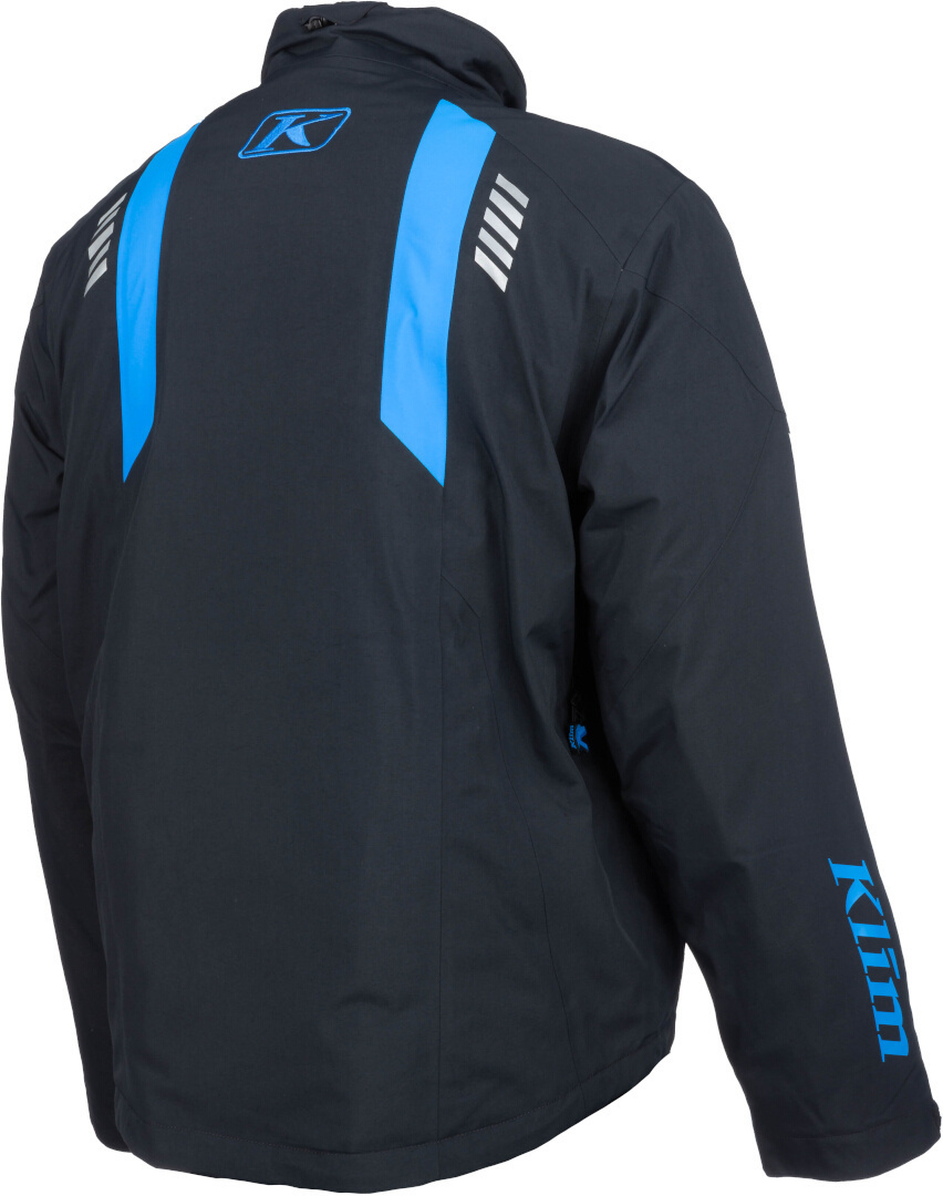 Side view of Klim Keweenaw 2025 waterproof Snowmobile Jacket, black-blue, Size M for Men