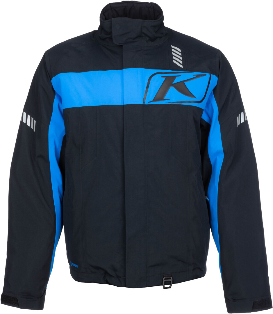Side view of Klim Keweenaw 2025 waterproof Snowmobile Jacket, black-blue, Size M for Men