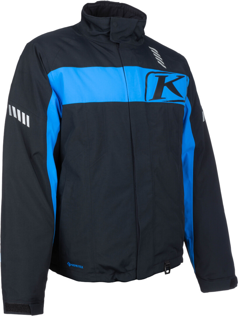 Side view of Klim Keweenaw 2025 waterproof Snowmobile Jacket, black-blue, Size M for Men