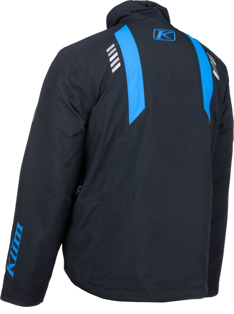 Side view of Klim Keweenaw 2025 waterproof Snowmobile Jacket, black-blue, Size M for Men