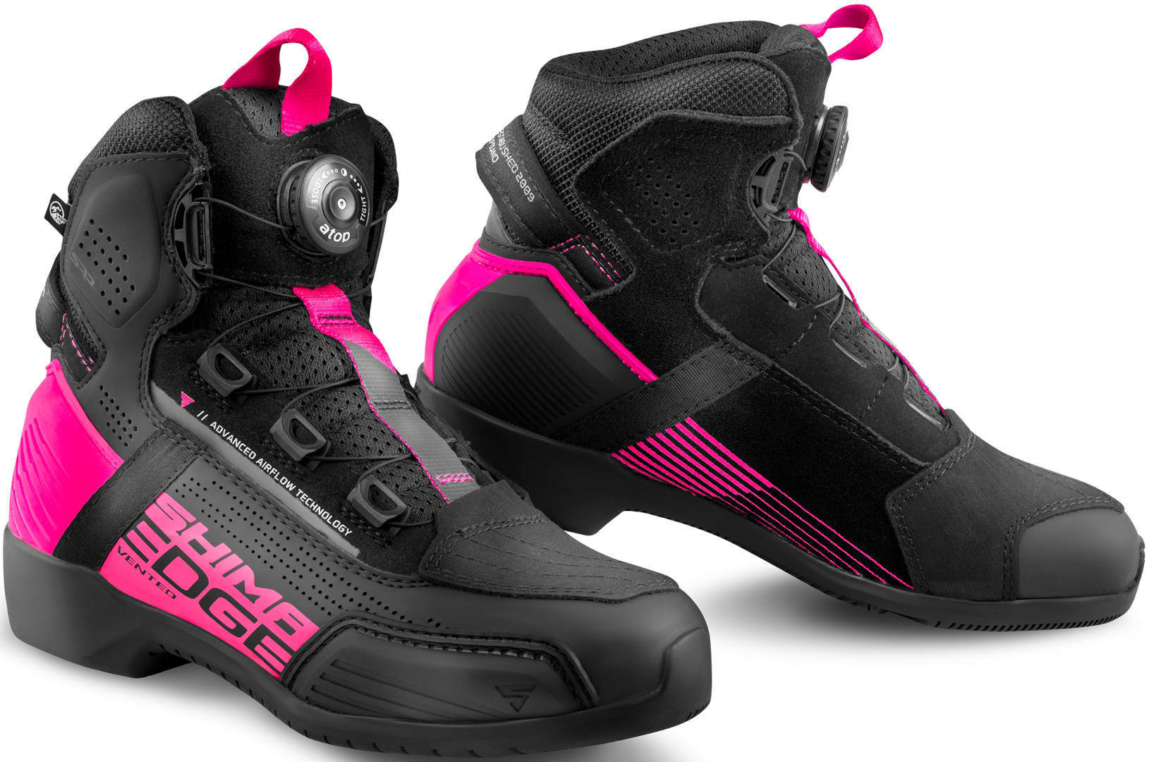 SHIMA Edge Vented Chaussures de moto pour femmes, noir-rose, taille 41