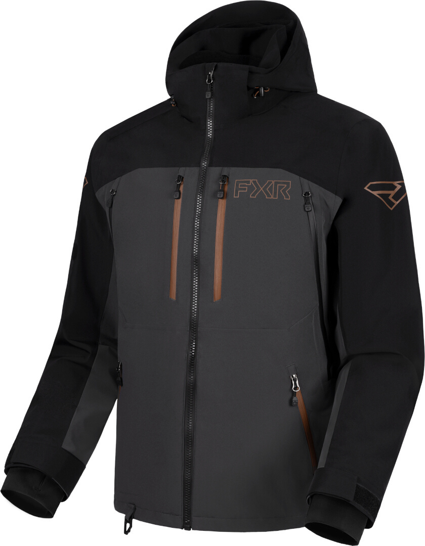 FXR Helium Pro 3-in-1 2025 Snowmobile Jacket, black-brown, Size M for Men-image-1231240666