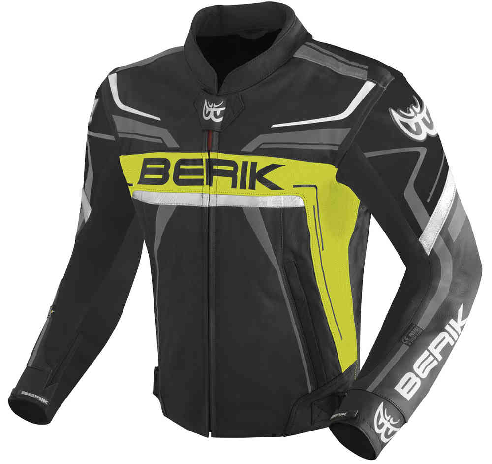 Berik Absolute Race Мотоциклетная кожаная куртка чёрный/неоново-жёлтый/антрацитовый 48 
