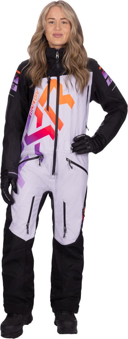 FXR CX Lite Supernova Combinaison de motoneige une pièce pour femmes, noir-blanc-rouge-pourpre, taille 14