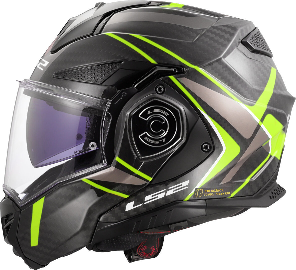 Side view of LS2 FF901 Advant X Carbon Future II Helmet, yellow, Size 2XL for Men