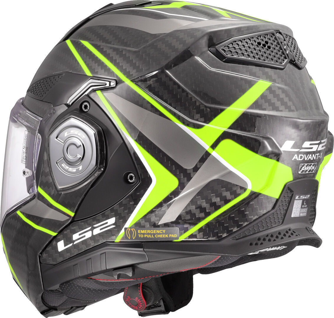 Side view of LS2 FF901 Advant X Carbon Future II Helmet, yellow, Size 2XL for Men