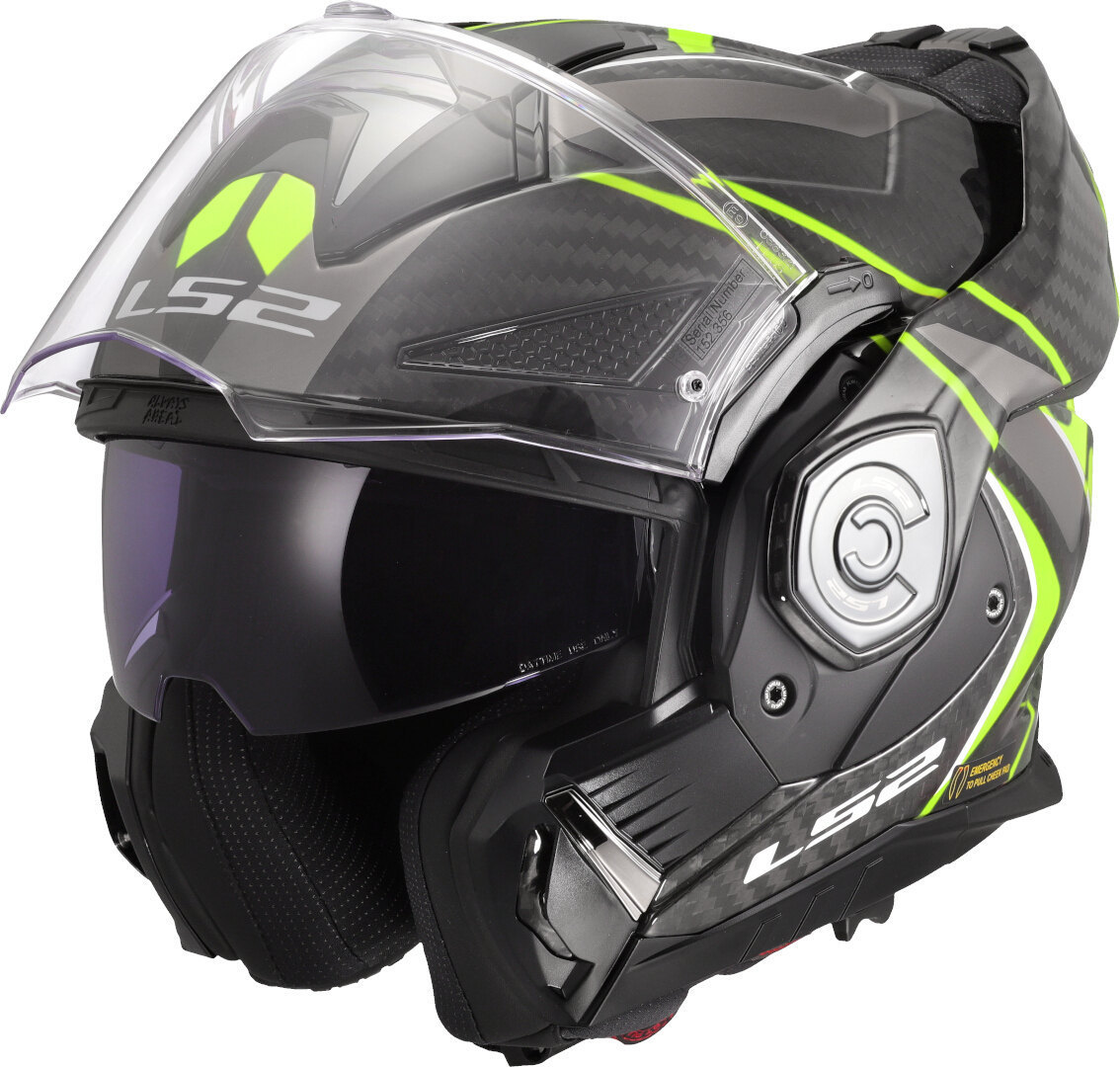 Side view of LS2 FF901 Advant X Carbon Future II Helmet, yellow, Size 2XL for Men