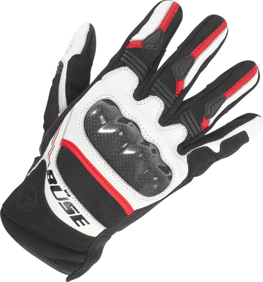 Büse Women's White Red Safe Ride Motocross Gloves, White-Red, Size S For