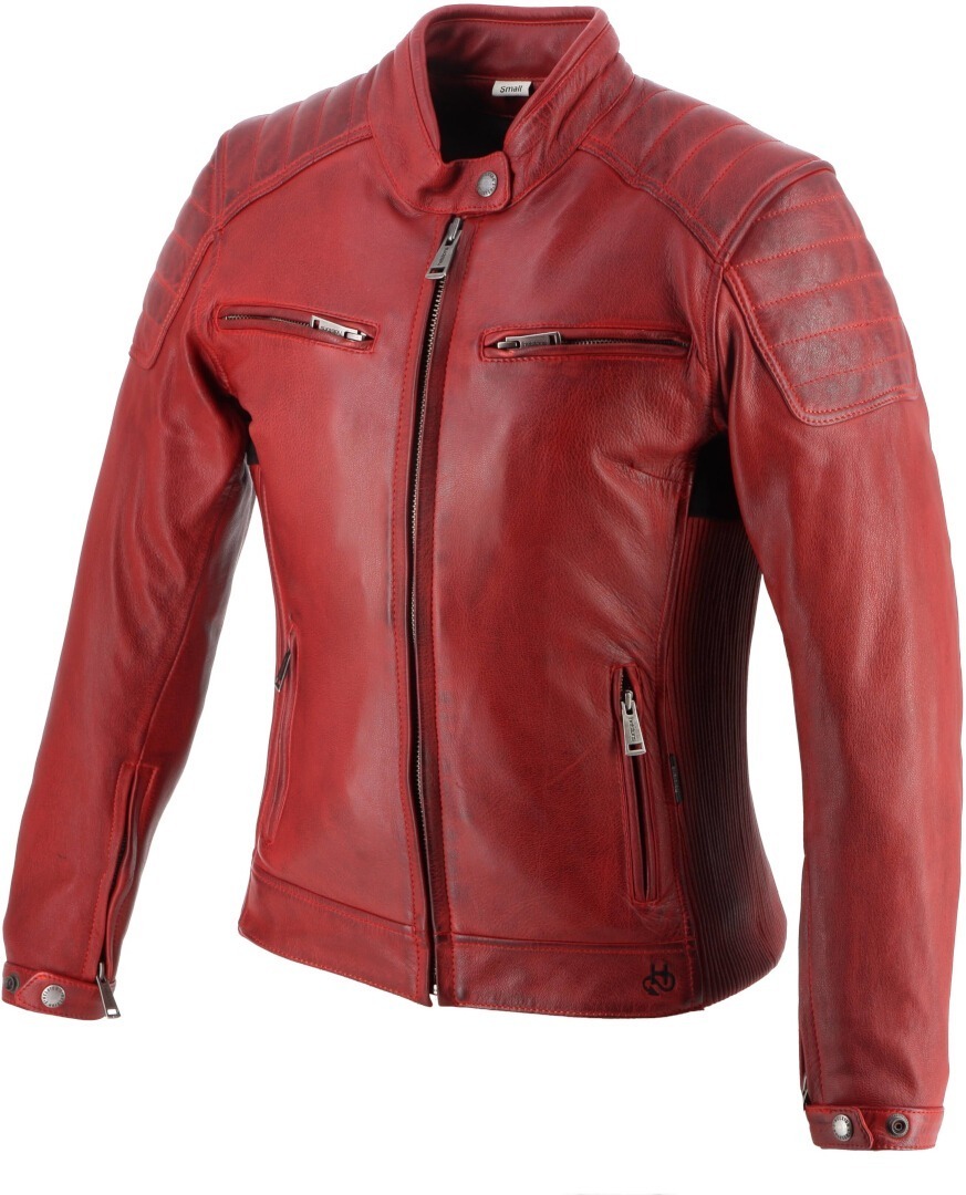Side view of Helstons Jody Ladies Motorcycle Leather Jacket, red, Size XL for Women