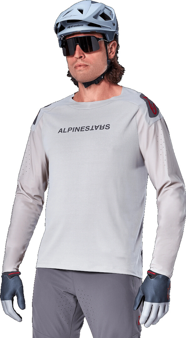 Side view of Alpinestars A-Aria Polartec Switch Long Sleeve Bicycle Jersey, grey, Size L for Men