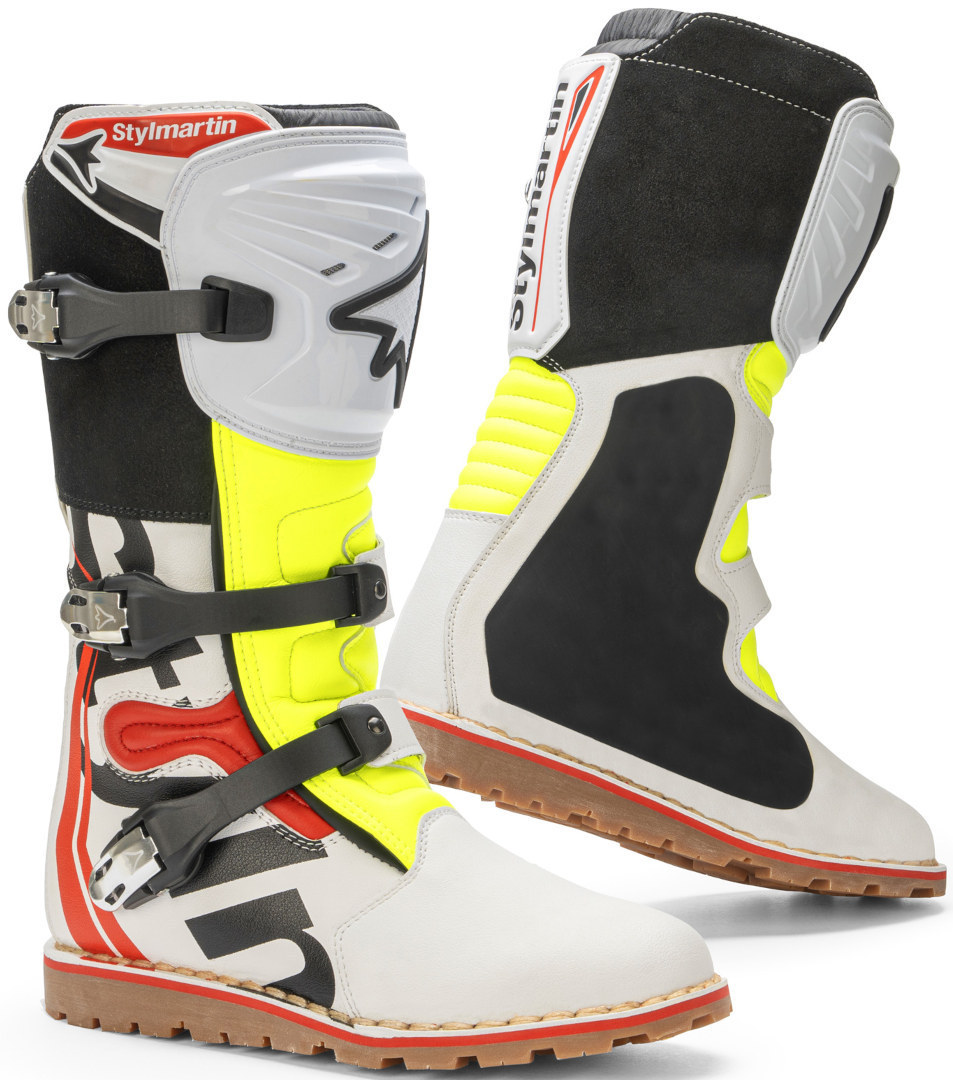 Stylmartin Impact Pro.2 Waterproof Motocross Boots, Black-White-Red-Yellow, Size 42 For Men-image