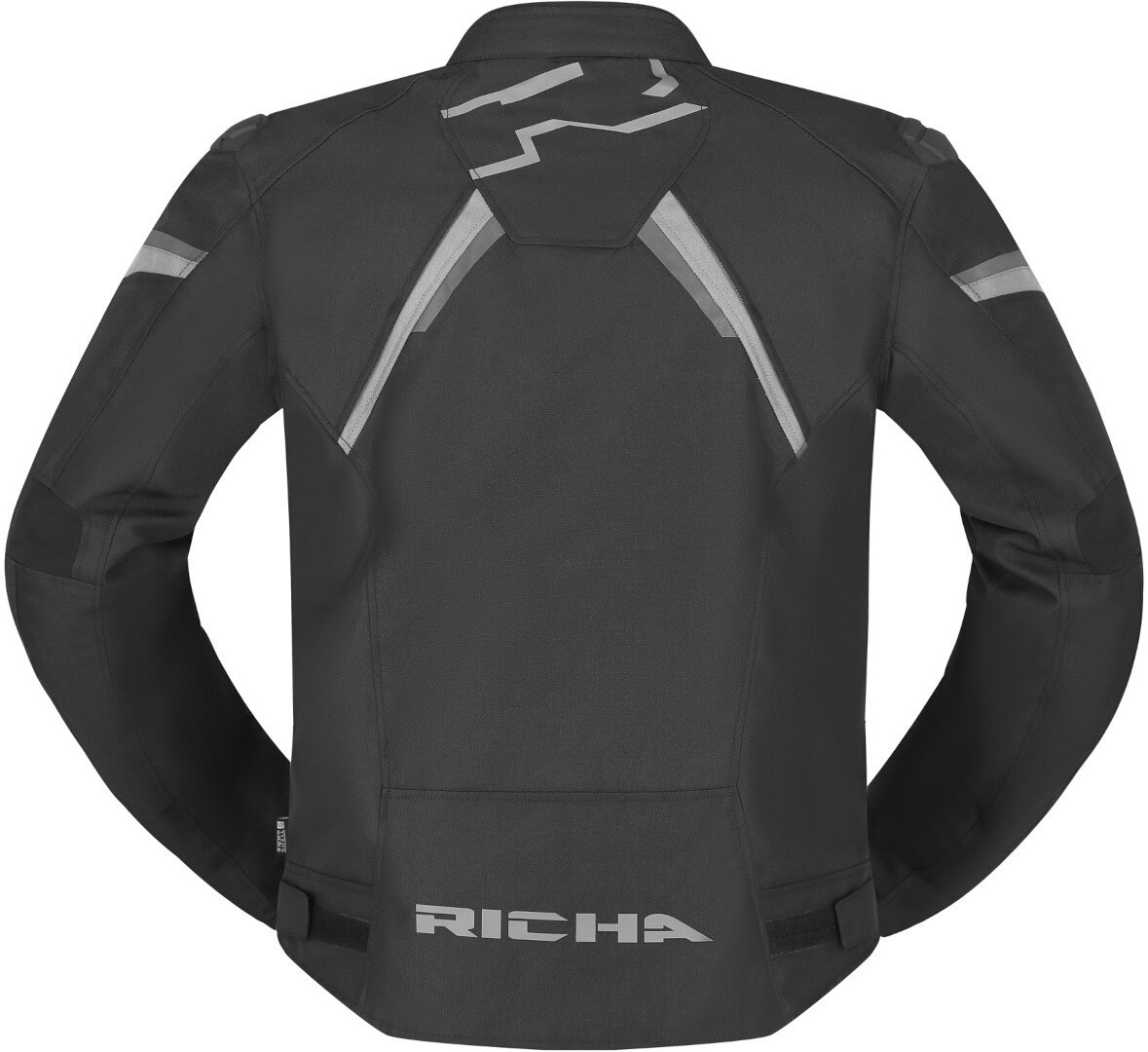 Side view of Richa Gotham 3 WP waterproof Motorcycle Textile Jacket, black, Size 6XL for Men