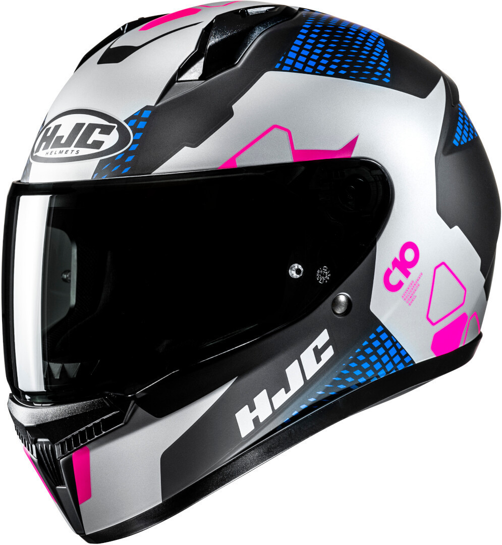Hjc Men's Black Pink Blue Silver C10 Aspa Helmet, Black-Pink-Blue-Silver, Size S For