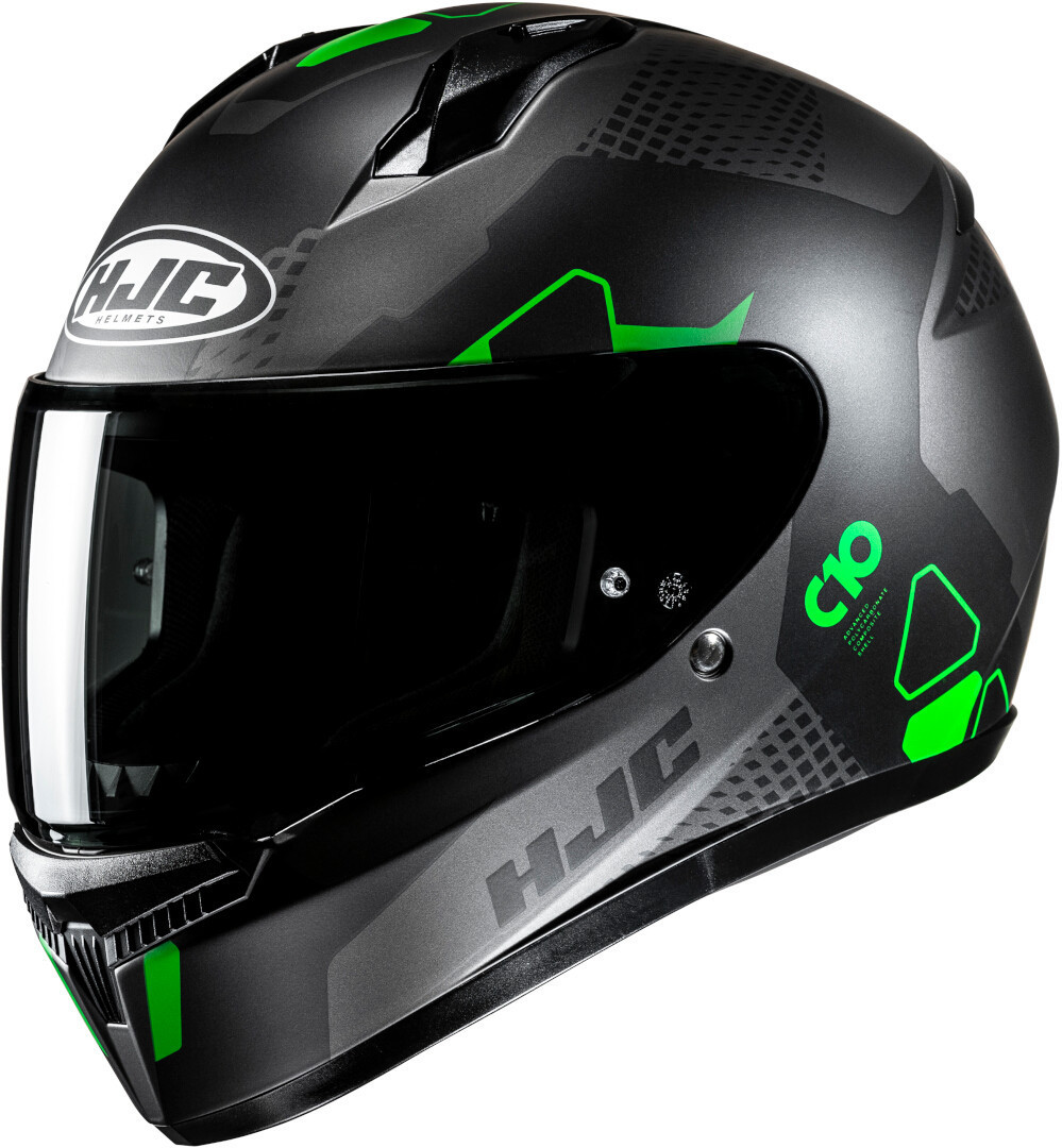 Hjc Men's Black Grey Green C10 Aspa Helmet, Black-Grey-Green, Size Xs 54 55 For