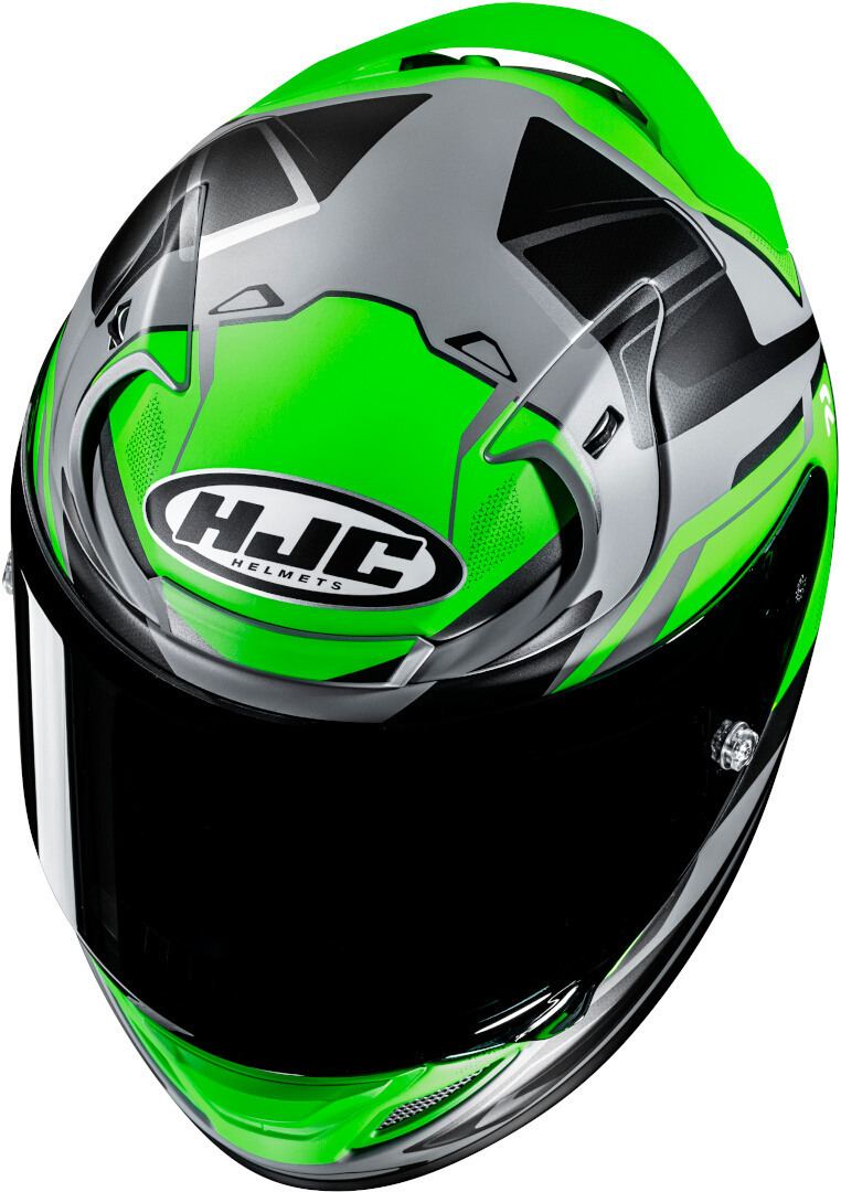 Side view of HJC RPHA 12 Brels Helmet, black-grey-green, Size XL for Men