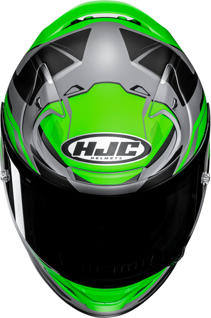 Side view of HJC RPHA 12 Brels Helmet, black-grey-green, Size XL for Men