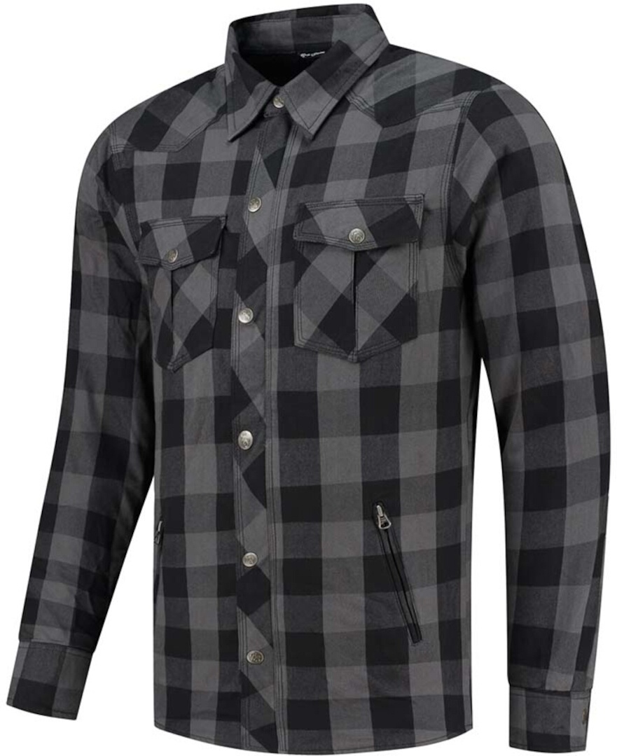 Rusty Stitches Super Neil V2 Мотоциклетная рубашка Серый/Черный 5XL 