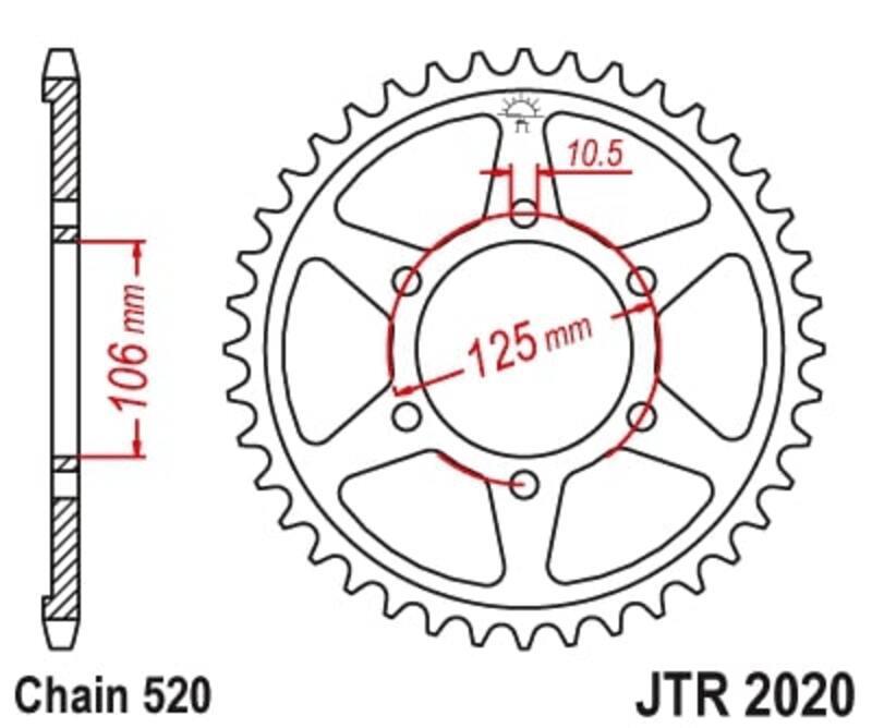 JT SPROCKETS Rear sprocket Steel Standard - 520