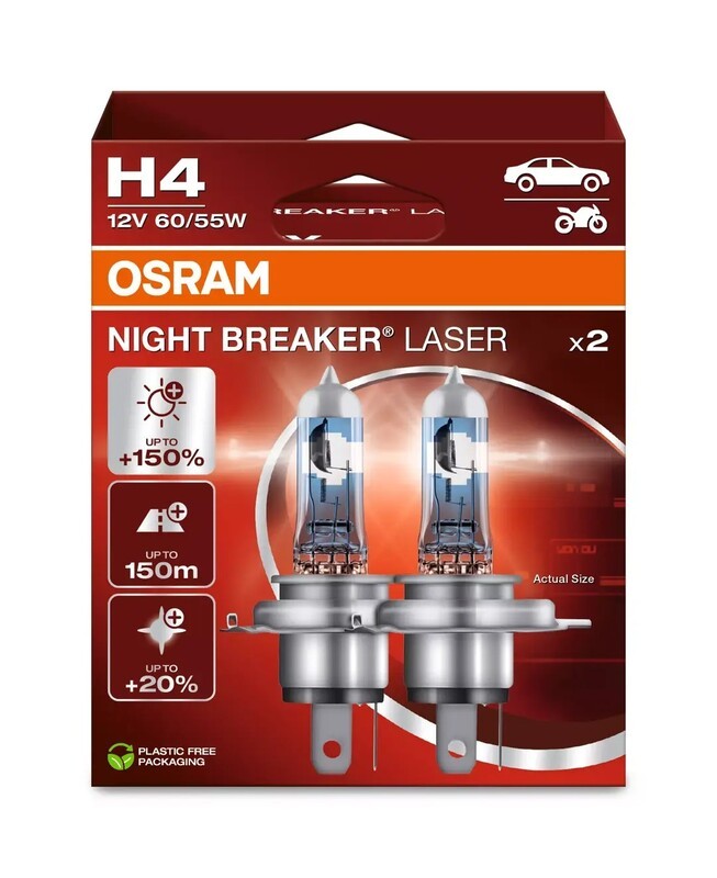 OSRAM H4 Night Breaker 激光灯泡 12V 60/55W P43t-38 - 一对