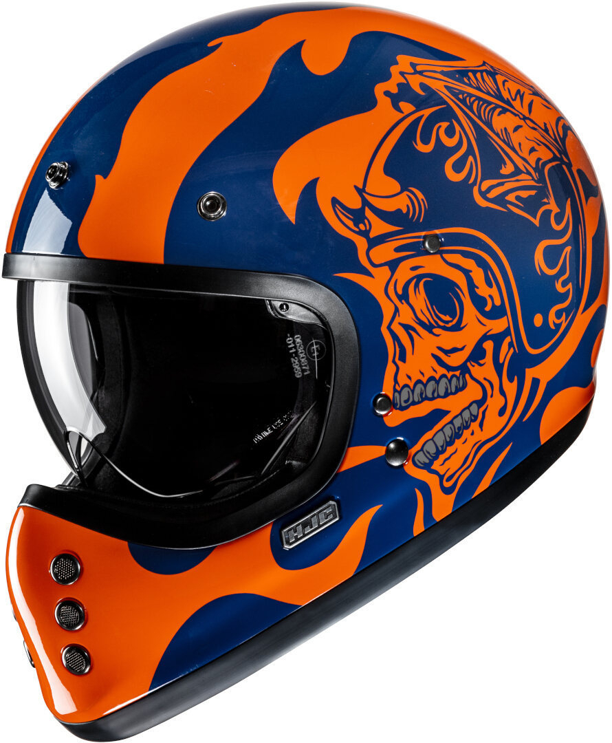 Hjc Men's Blue Orange V60 Flame Helmet, Blue-Orange, Size L For