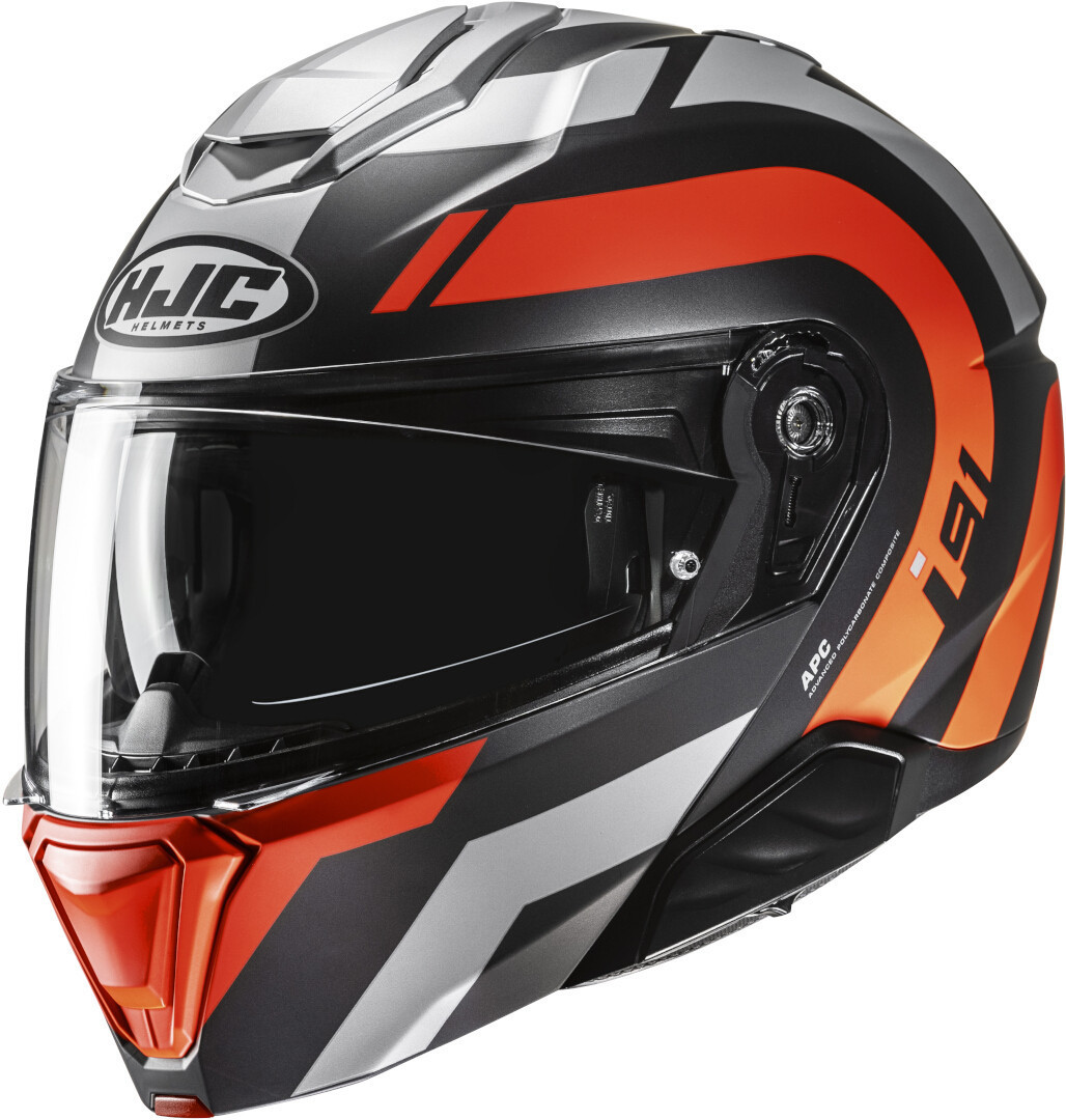 Hjc Men's Black Orange Silver I91 Arven Helmet, Black-Orange-Silver, Size 2XL For