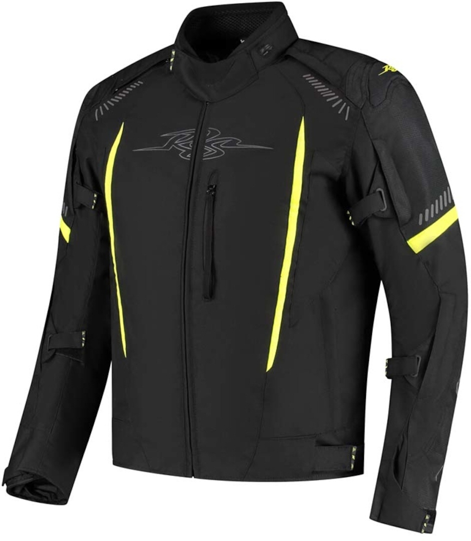 Rusty Stitches Pete Veste textile de moto imperméable, noir-jaune, taille 4XL pour Hommes