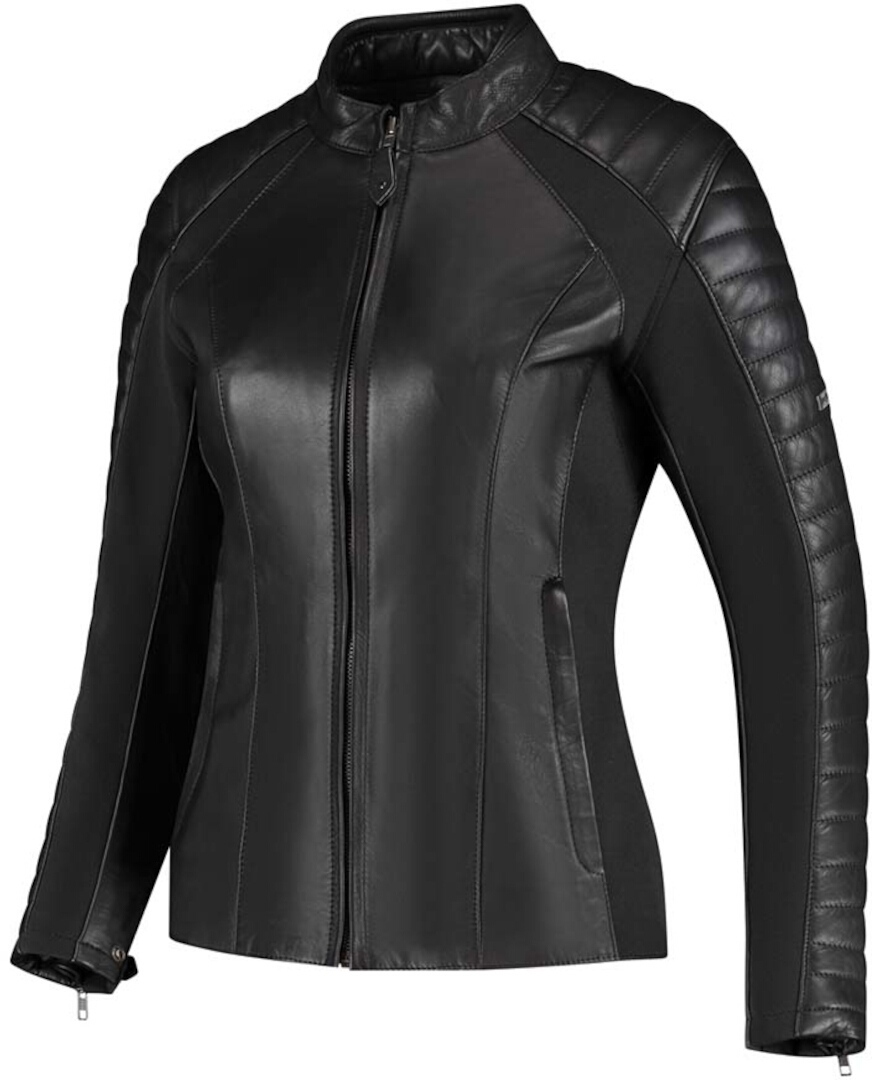 Rusty Stitches Donna Blouson en cuir de moto pour femmes, noir, taille 46