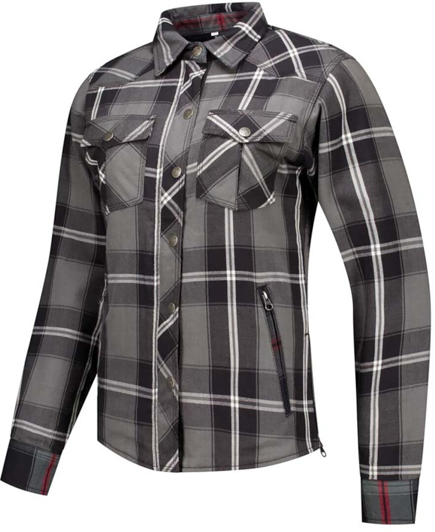 Rusty Stitches Liss V2 Chemise de moto pour femmes, noir-gris-blanc, taille 46