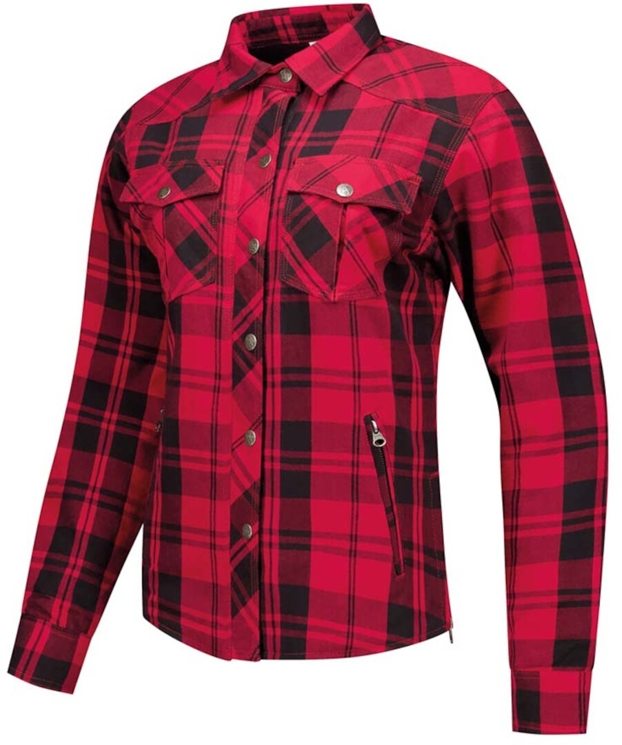 Rusty Stitches Liss V2 Chemise de moto pour femmes, noir-rouge, taille 42