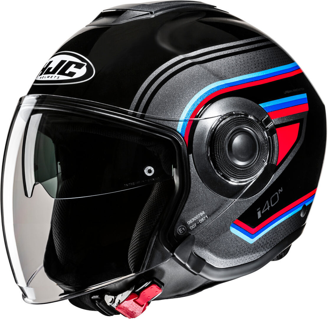 Hjc Men's Black Grey Red I40n Linia Jet Helmet, Black-Grey-Red, Size Xs 54 55 For