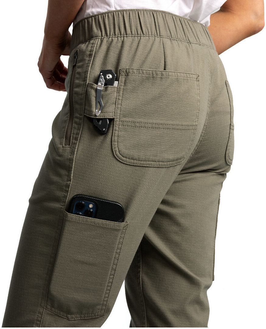 Side view of Carhartt Force Relaxed Fit Ripstop Work Ladies Pants, green, Size XL for Women