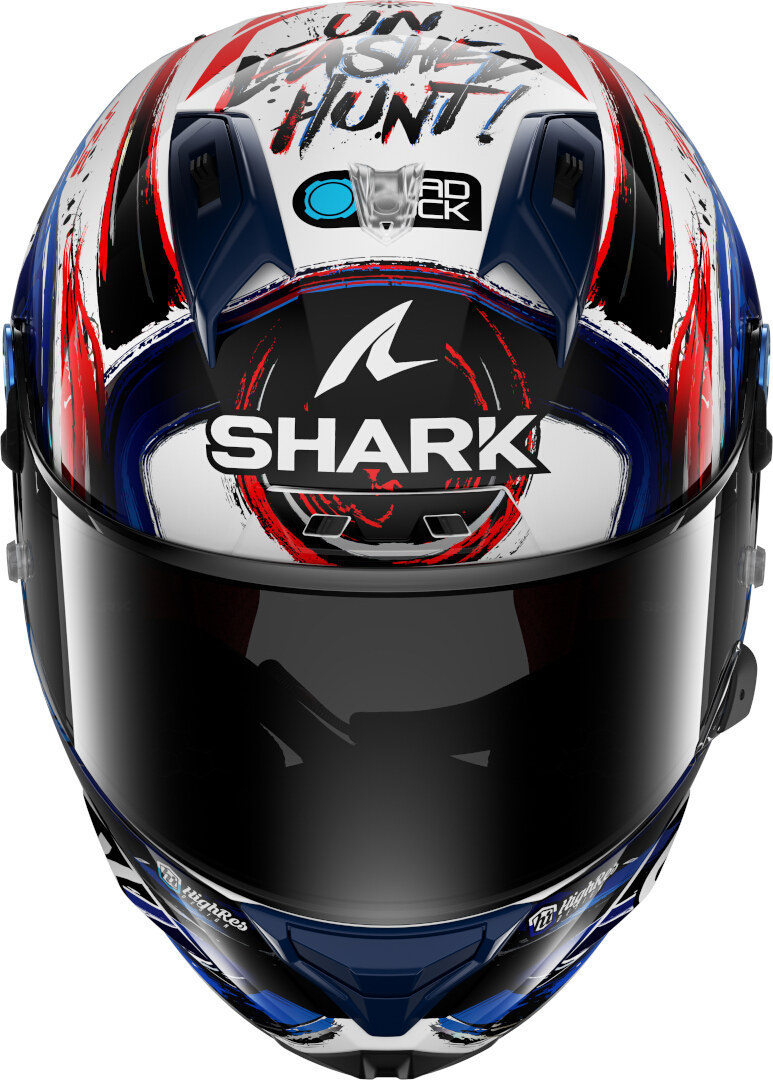 Side view of Shark Aeron GP FIM Replica Zarco Signature Carbon Helmet, black-white-red-blue, Size 2XL for Men