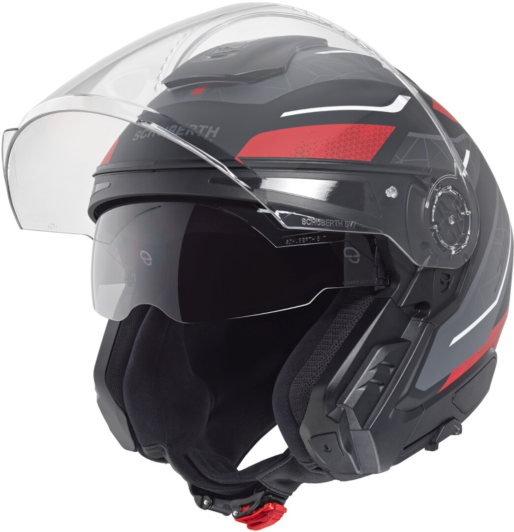 Side view of Schuberth J2 Sigma Jet Helmet, black-grey-red, Size 3XL for Men