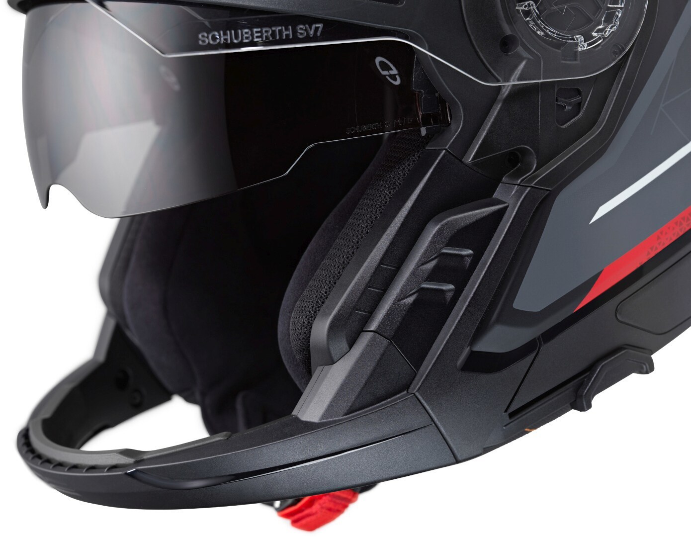 Side view of Schuberth J2 Sigma Jet Helmet, black-grey-red, Size 3XL for Men