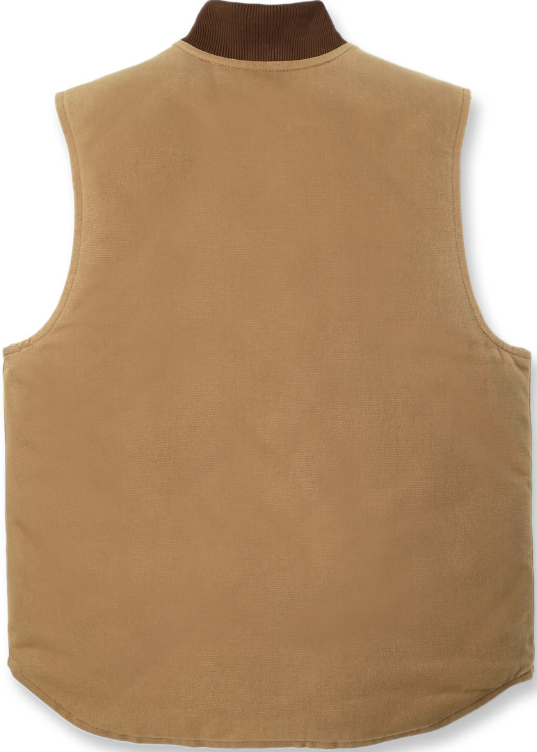 Side view of Carhartt Relaxed Fit Firm Duck Insulated Rib Collar Vest, brown, Size 2XL for Men
