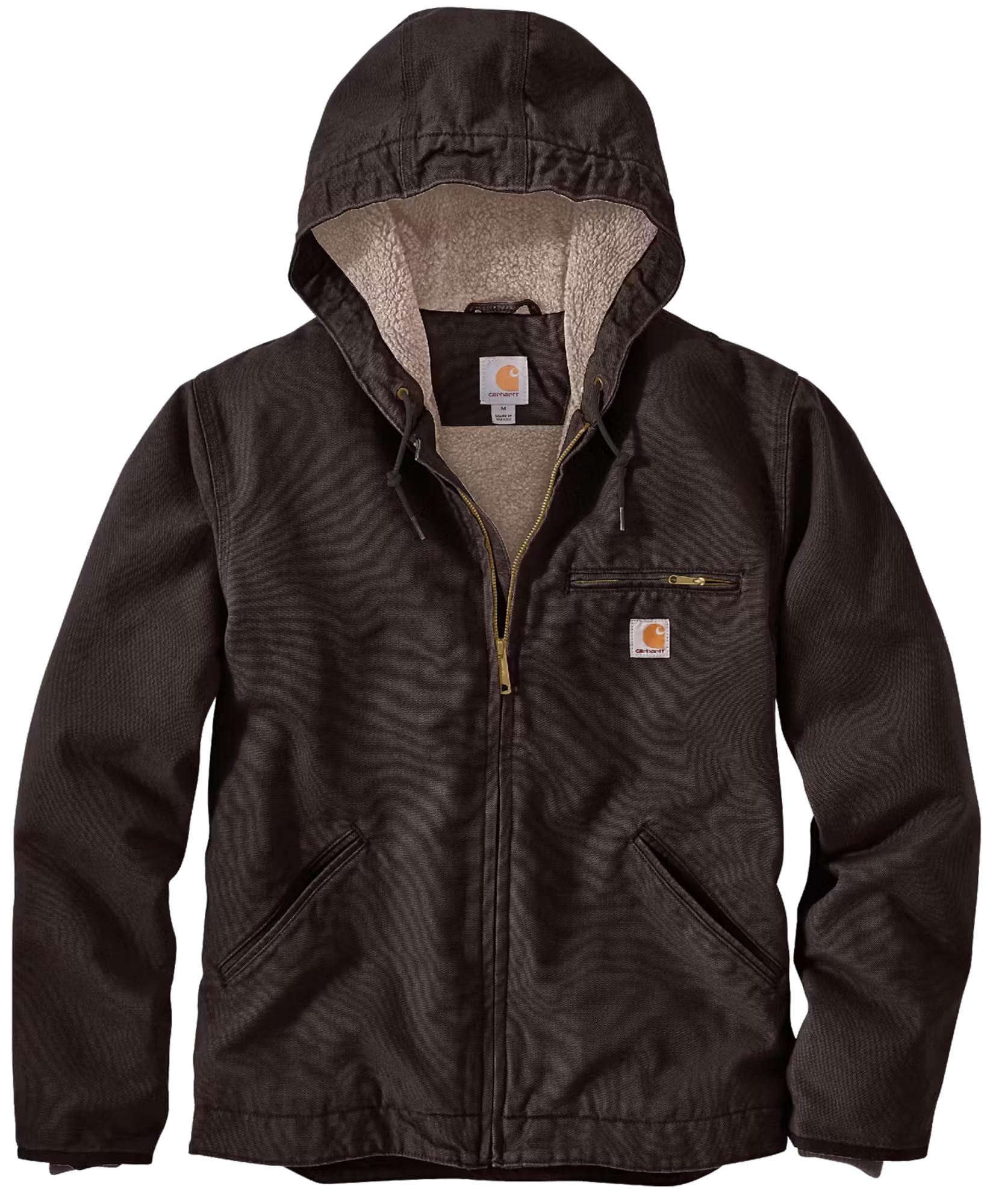 Carhartt Relaxed Fit Washed Duck Sherpa Lined Jacket, brown, Size 2XL for Men-image-909788076