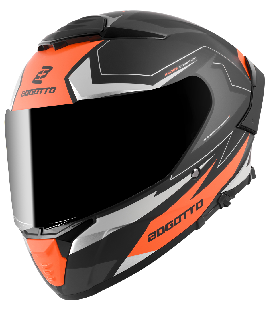 Side view of Bogotto FF118 Vilial Helmet, black-orange, Size 2XL for Women