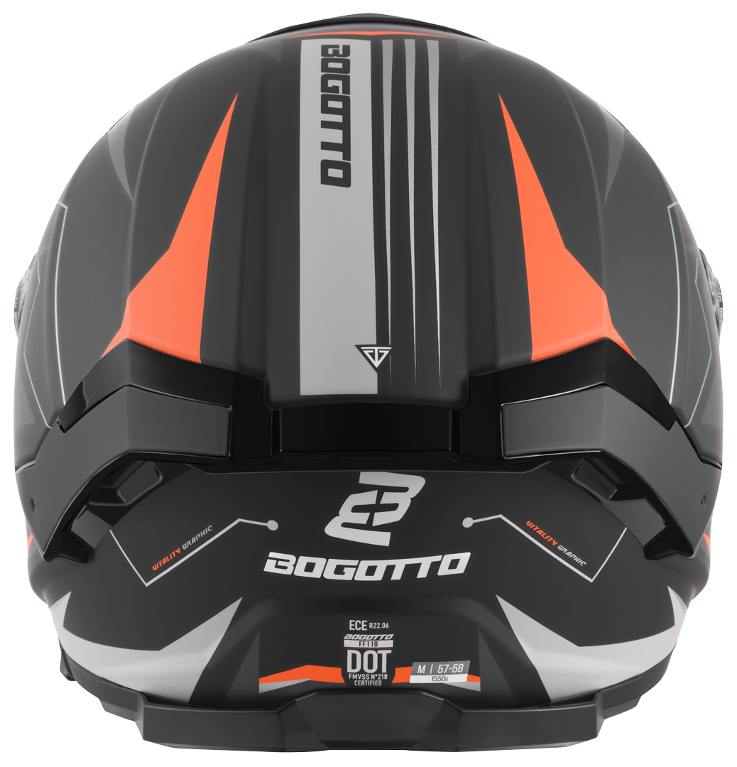 Side view of Bogotto FF118 Vilial Helmet, black-orange, Size 2XL for Women