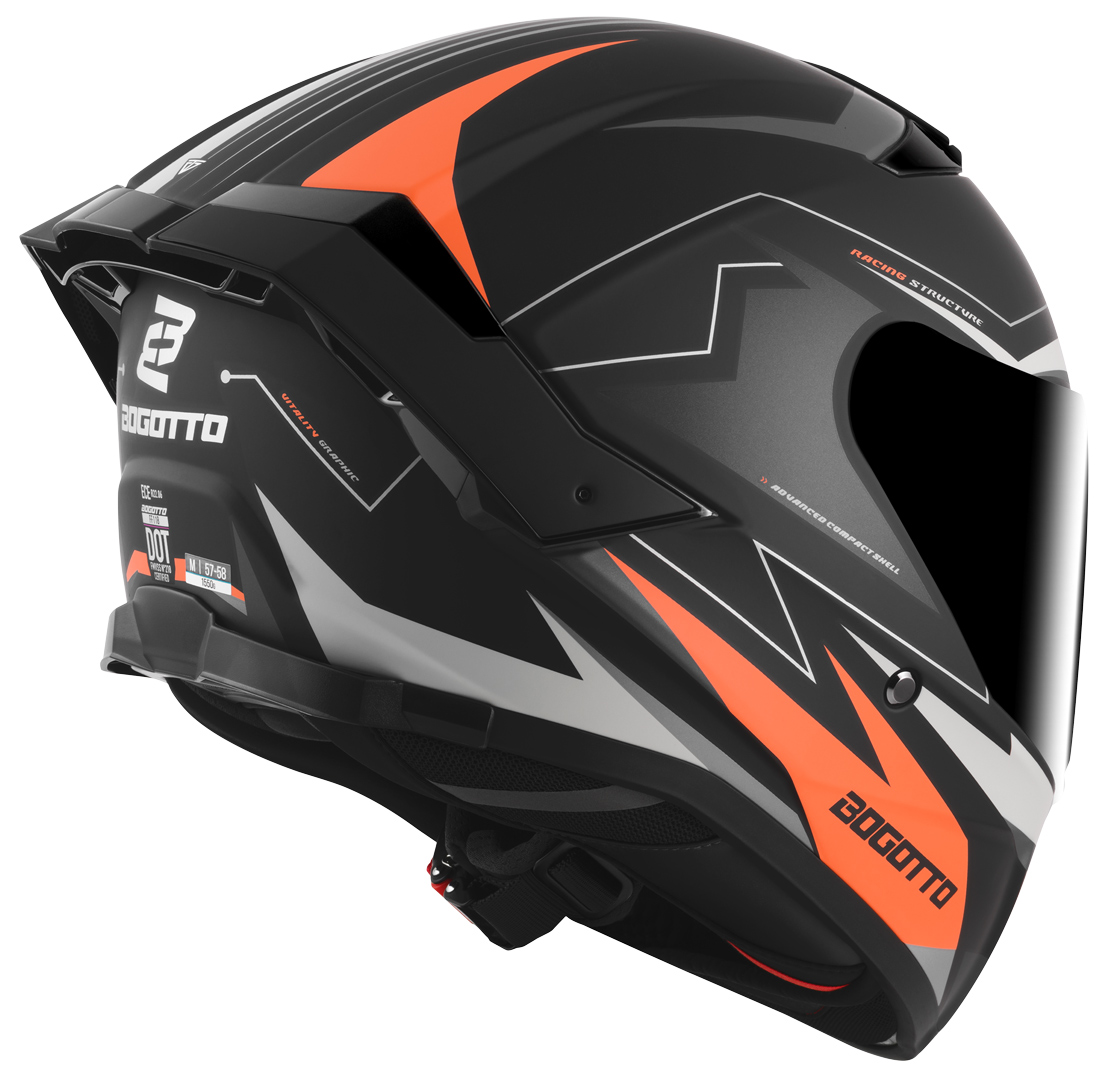 Side view of Bogotto FF118 Vilial Helmet, black-orange, Size 2XL for Women