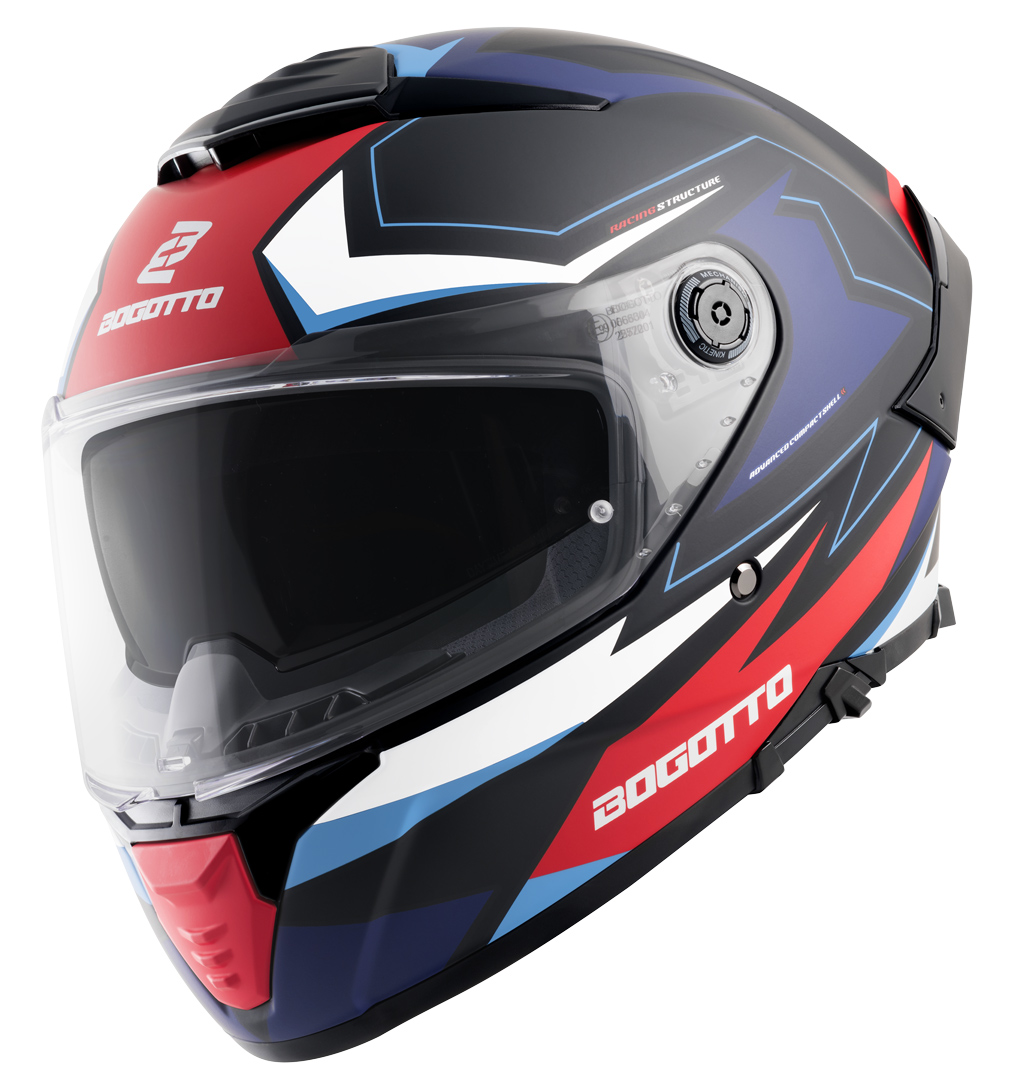 Bogotto FF118 Vilial Casque, noir-blanc-rouge-bleu, taille XS pour Hommes