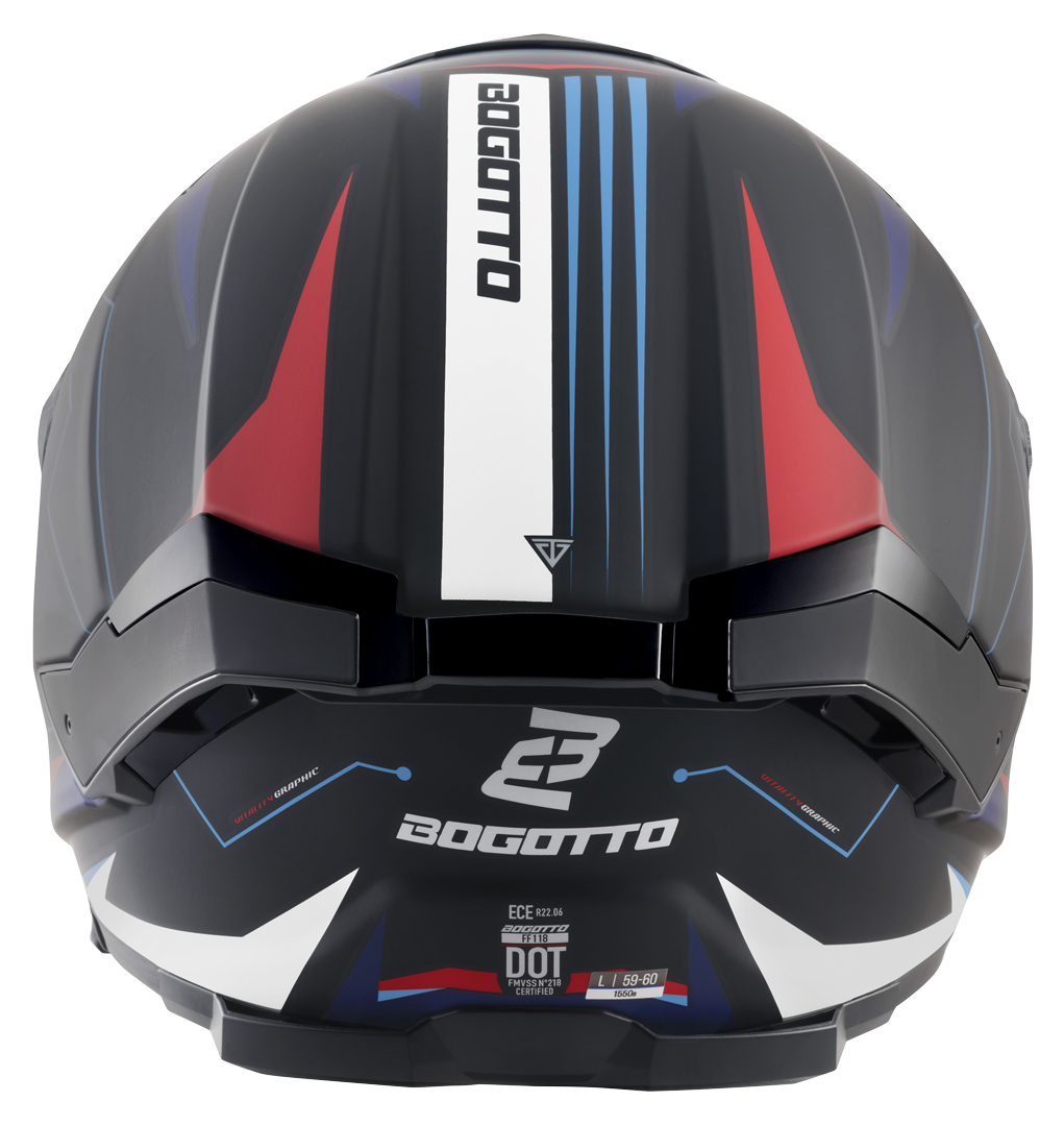 Side view of Bogotto FF118 Vilial Helmet, black-white-red-blue, Size XS for Women